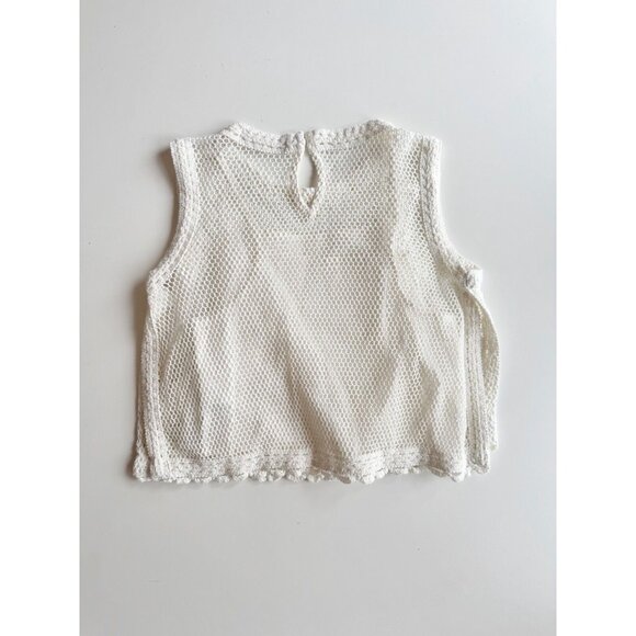Girl's ZARA White Cotton Crochet Floral Knit Tank Top, Size 11-12 - Picture 4 of 9